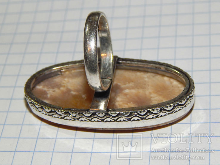Кольцо с хризантемовой яшмой, фото №5