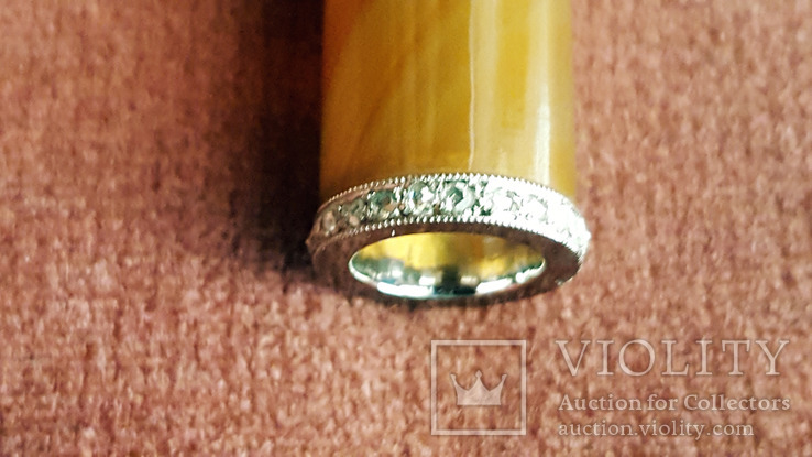 Антикварный мундштук из сердолика,белого золота и бриллиантов, фото №6