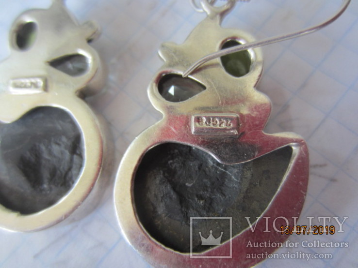Серебряные серьги ручной работы 925 пробы с пиритизированный аммонит, фото №9