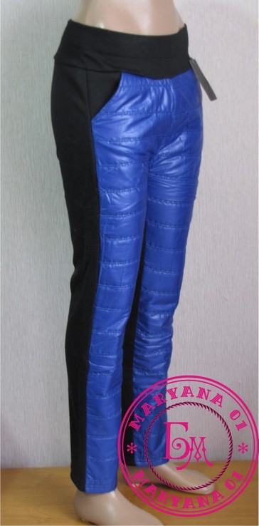 Зимние штаны дутики на флисе синие, фото №8
