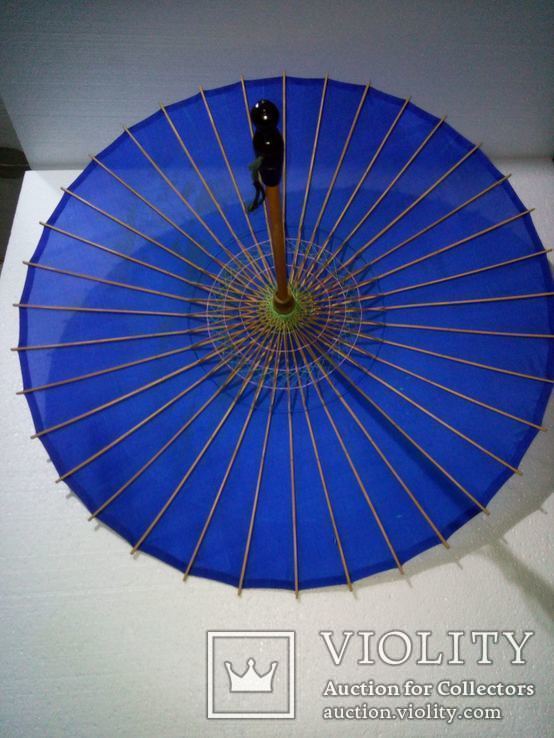 Зонтик старинный с бамбука, шелк. Япония., фото №2