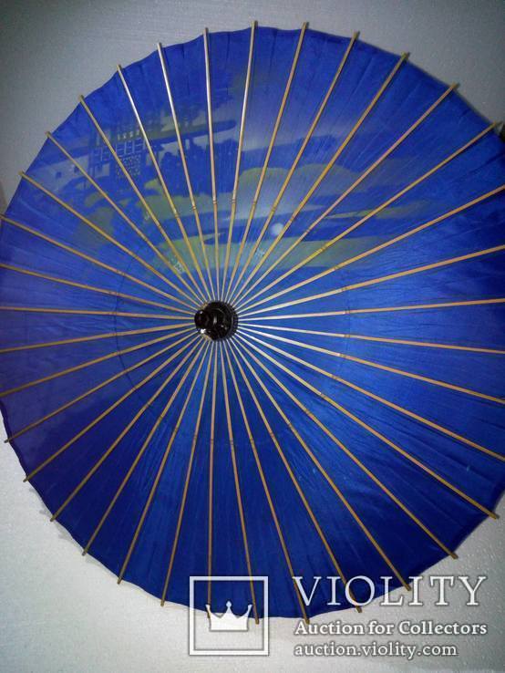 Зонтик старинный с бамбука, шелк. Япония., фото №4