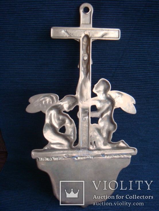 Настенная чаша для святой воды (крест, ангелы), латунь., фото №8