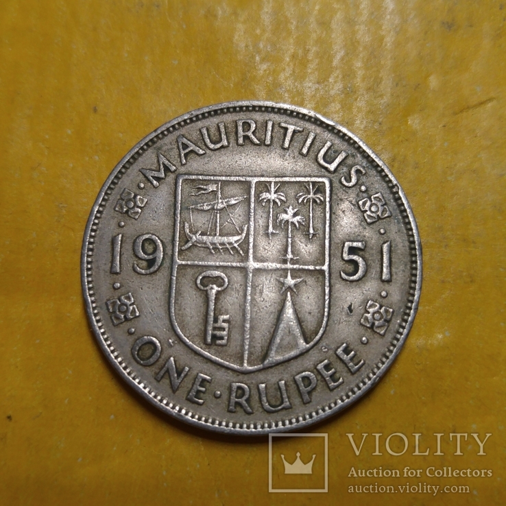 Британский  Маврикий 1 рупия 1951 Георг VI, фото №3