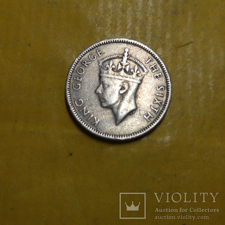 Британский  Маврикий 1/2 рупии 1950 Георг VI фауна олень