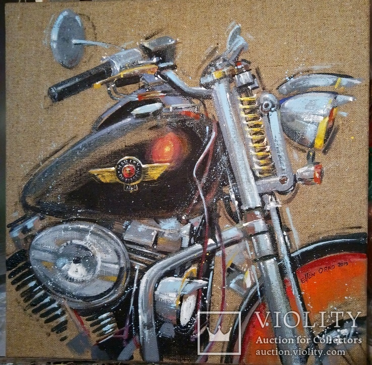 Картина Harley-Davidson. Художник Ellen ORRO. джут/акрил. 50х50, 2019 г., фото №3