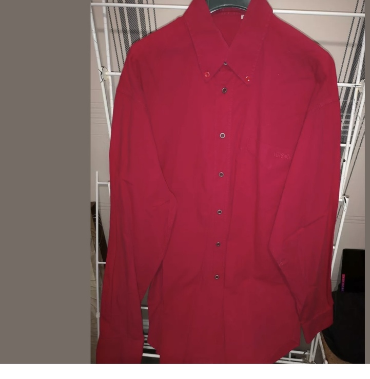 Красная мужская рубашка versace размер L, фото №2