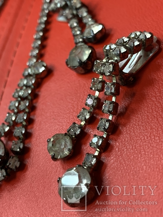 Старые клипсы+ожерелье с кристаллами из горного хрусталя, фото №4