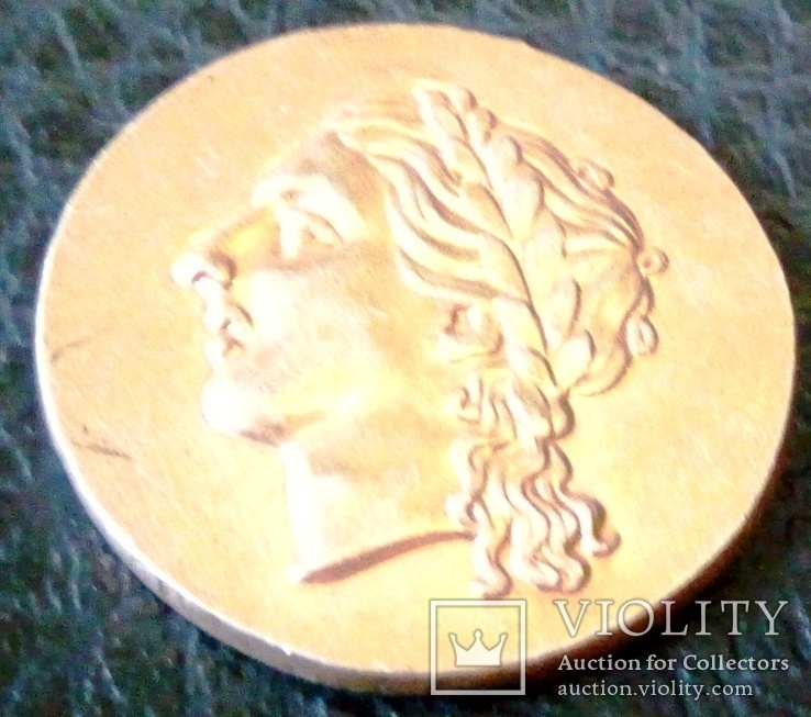 Золота монетка Сіракузи. Досіон . позолота 999 , Новодєл-копія, фото №2