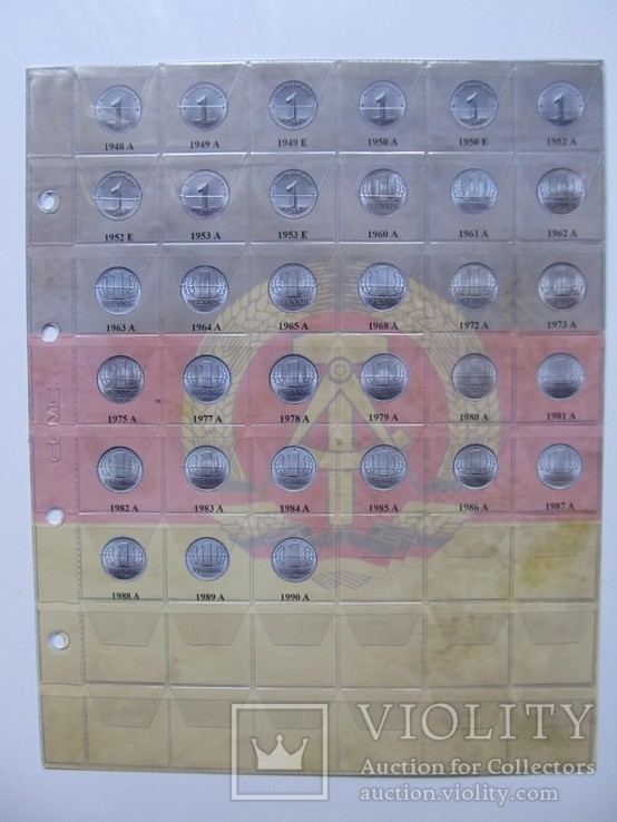 Комплект листов с разделителями для разменных монет ГДР 1949-1990гг, фото №2