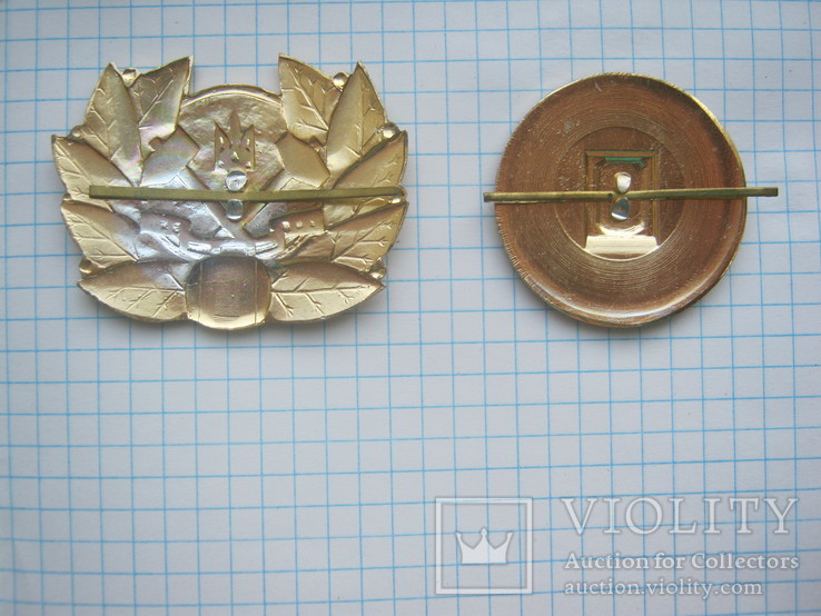 Горноспасатель на пилотку (круглая) и на фуражку - 333 грн за обе кокарда Украина алюминий, фото №5
