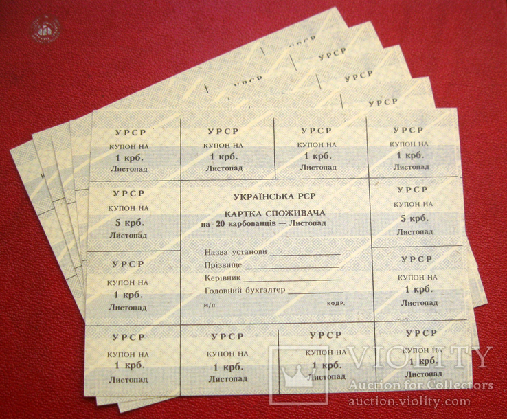 20 карбованцев листопад картка споживача UNC, фото №2