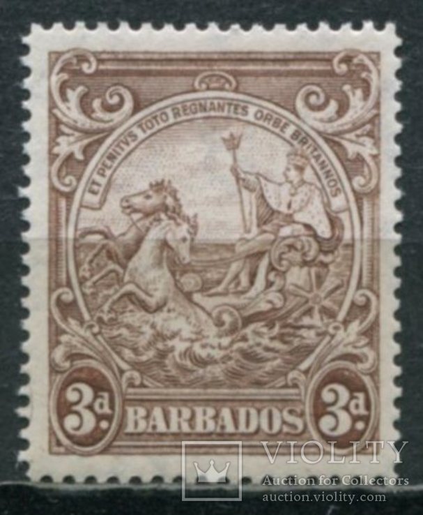 1938 Великобритания колонии Барбадос 3р, фото №2