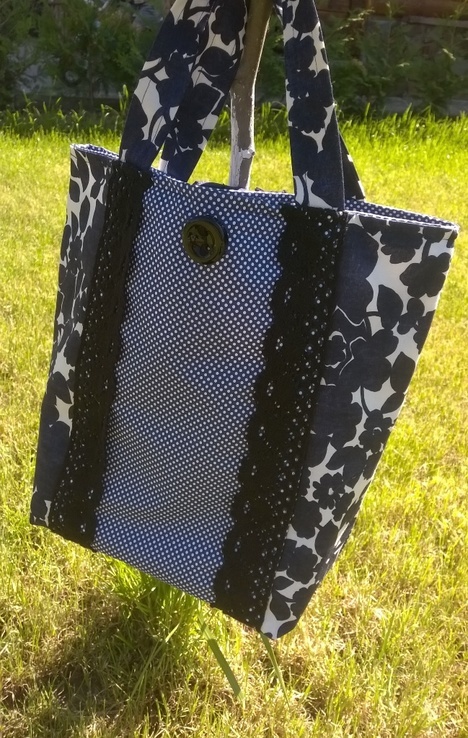Еко сумка   handmade, оздоблена кружевом., фото №5