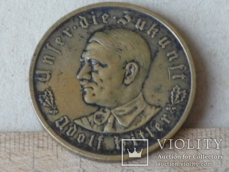 Настольная медаль " За нами будущее ! 1933г. А.Гитлер"., фото №3