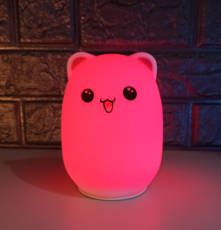 Оригинальный детский силиконовый ночник светильник Котик Cute Cat, фото №5