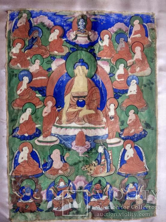 Тибетская тханка Будда Шакьямуни. 61x40 см. 19 век, фото №3