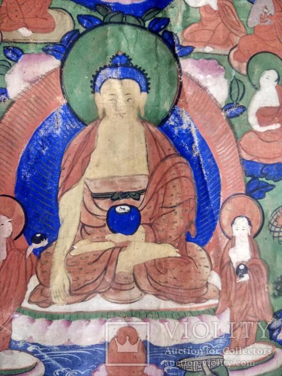 Тибетская тханка Будда Шакьямуни. 61x40 см. 19 век, фото №4