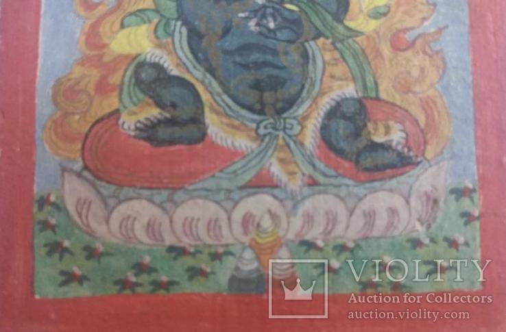 Миниатюрная тибетская тханка Дхармапала 7. 19 век, фото №4