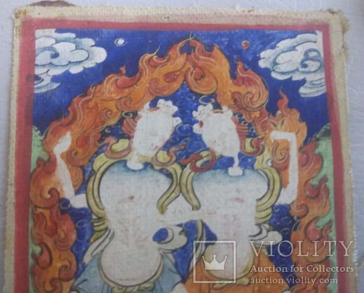Миниатюрная тибетская тханка Ситипати. 19 век, фото №3