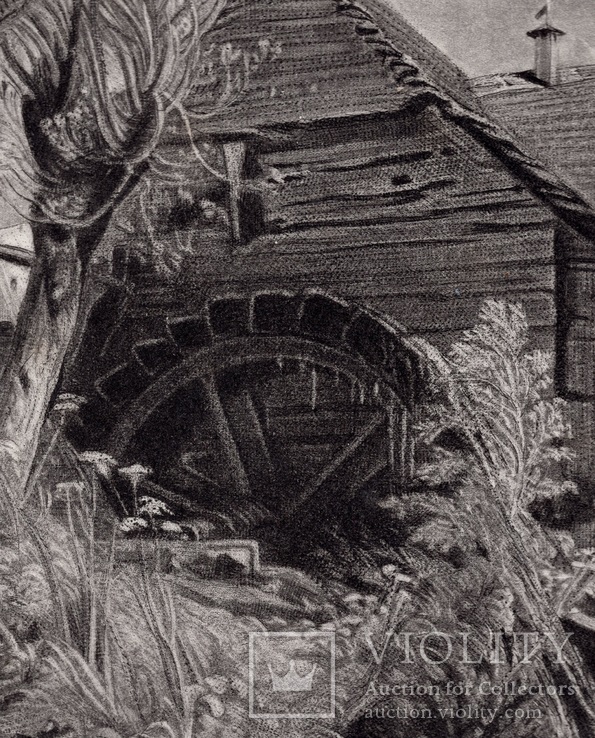 Гравюра. Дж. Констебл - Лукас. "Мельница.". До 1840 года. (42,8 на 29 см). Оригинал., фото №3
