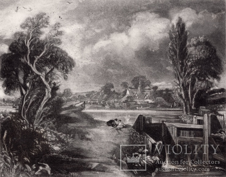Гравюра. Дж. Констебл - Лукас. "Замок на Стоуре". До 1840 года. (42,8 на 29 см). Оригинал., фото №2