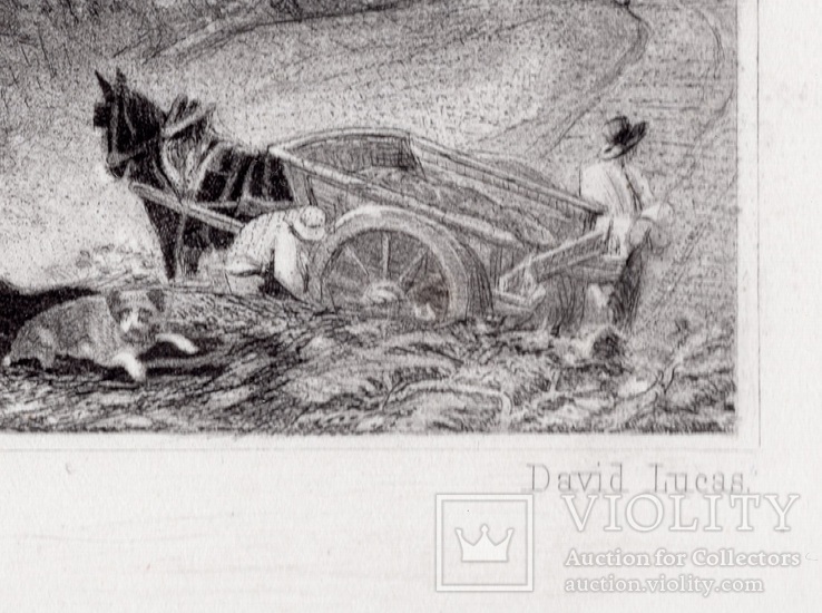 Гравюра. Дж. Констебл - Лукас. "Хэмпстед-Хит". До 1840 года. (42,8 на 29 см). Оригинал., фото №7