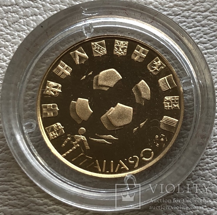 Монетовидная медаль Италия-90 золото 4 грамма 917’, фото №5