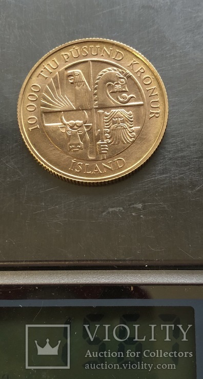 10000 крон 1974 год Исландия золото 15,56 грамм 900’, фото №4