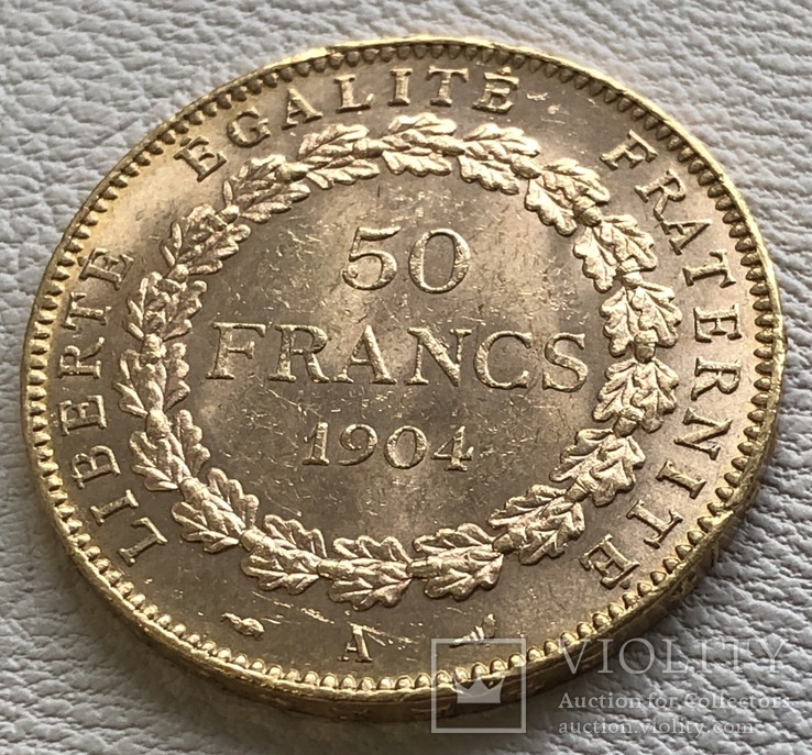 50 франков 1904 года Франция золото 16,12 грамм 900’, фото №5