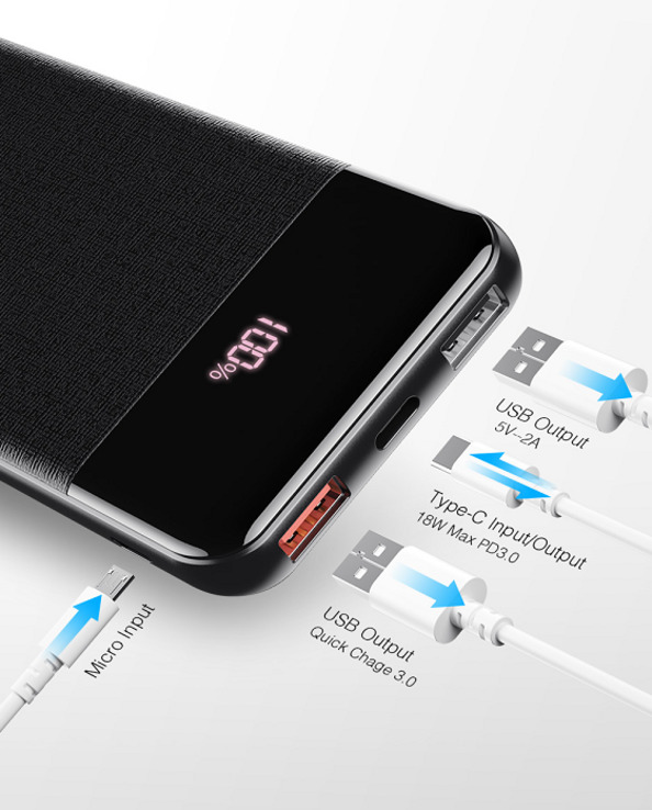 Протативный внешний аккумулятор (Power Bank) YKZ QC 3,0