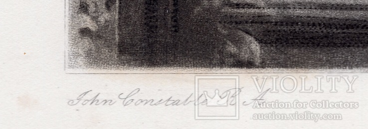 Гравюра. Дж. Констебл - Лукас. " Церковь в Бергхольте". До 1840 года. (42,8 на 29 см)., фото №5