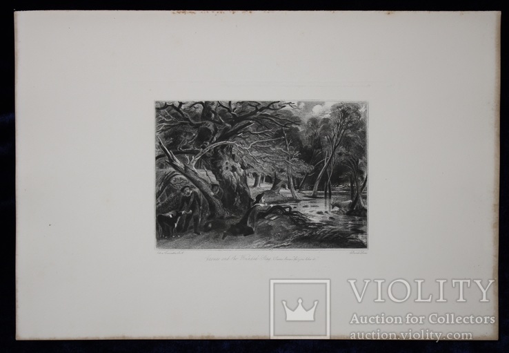 Гравюра. Дж. Констебл - Лукас. "Раненый олень". До 1840 года. (42,8 на 29 см). Оригинал., фото №8
