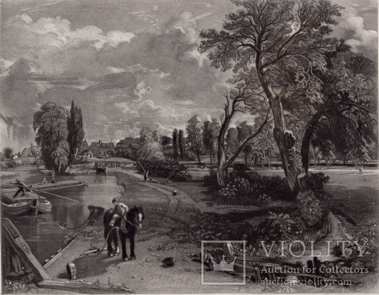 Гравюра. Дж. Констебл - Лукас. "Флэтфордская мельница". До 1840 года. (42,8 на 29 см)., фото №2