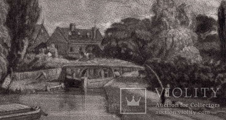 Гравюра. Дж. Констебл - Лукас. "Флэтфордская мельница". До 1840 года. (42,8 на 29 см)., фото №4