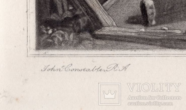 Гравюра. Дж. Констебл - Лукас. "Флэтфордская мельница". До 1840 года. (42,8 на 29 см)., фото №5