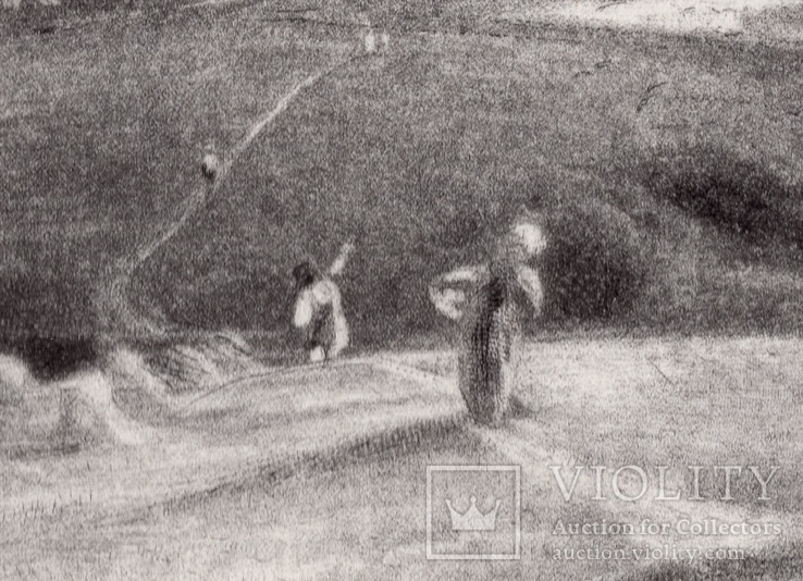 Гравюра. Дж. Констебл - Лукас. "Осенний закат". До 1840 года. (42,8 на 29 см). Оригинал., фото №4