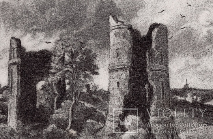 Гравюра. Дж. Констебл - Лукас. "Замок Хадли". До 1840 года. (42,8 на 29 см). Оригинал., фото №3