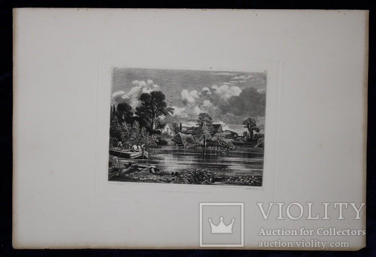 Гравюра. Дж. Констебл - Лукас. "Река Стаур". До 1840 года. (42,8 на 29 см). Оригинал., фото №8