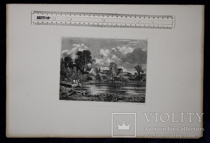 Гравюра. Дж. Констебл - Лукас. "Река Стаур". До 1840 года. (42,8 на 29 см). Оригинал., фото №9