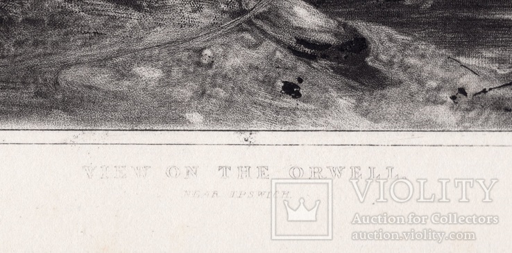 Гравюра. Дж. Констебл - Лукас. "Вид на Оруэлл". До 1840 года. (42,8 на 29 см). Оригинал., фото №6