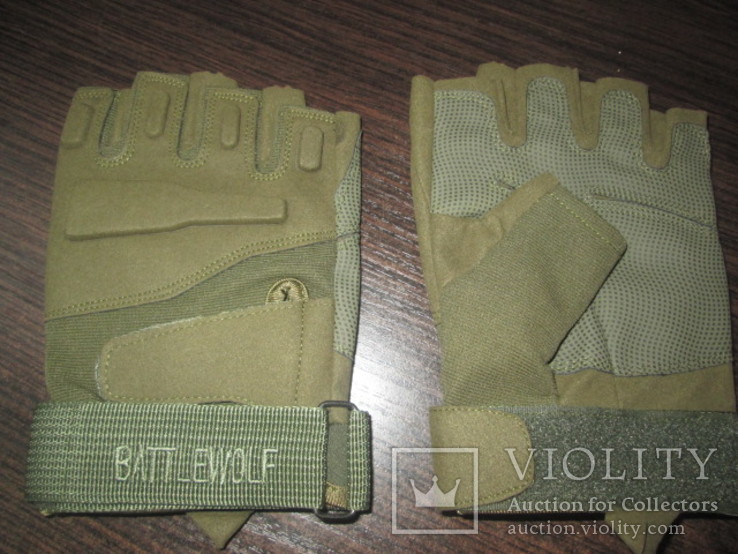 Тактические безпалые перчатки олива, фото №2