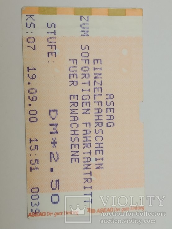Билет на проезд в общественном транспорте Германии (цена на билете в дойч марки), фото №2