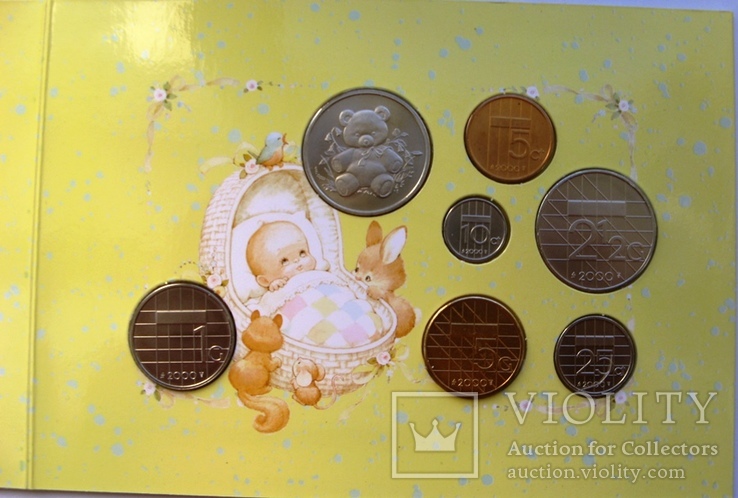 Нидерланды, набор*7 шт "Новорожденному" 5 центов-5 гульденов 2000 г