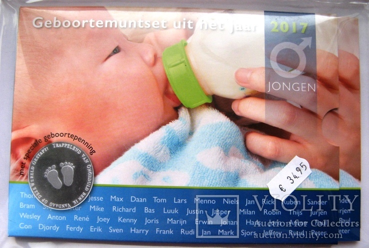 Нидерланды, евронабор 2017 "Новорожденному" *8 шт + токен, фото №2