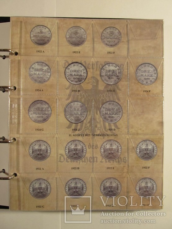 Комплект листов с разделителями для разменных монет Веймарской Республики 1919-1938гг, фото №3