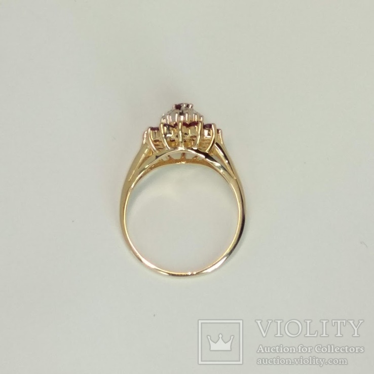 Золотое кольцо с рубинами и бриллиантами, фото №7