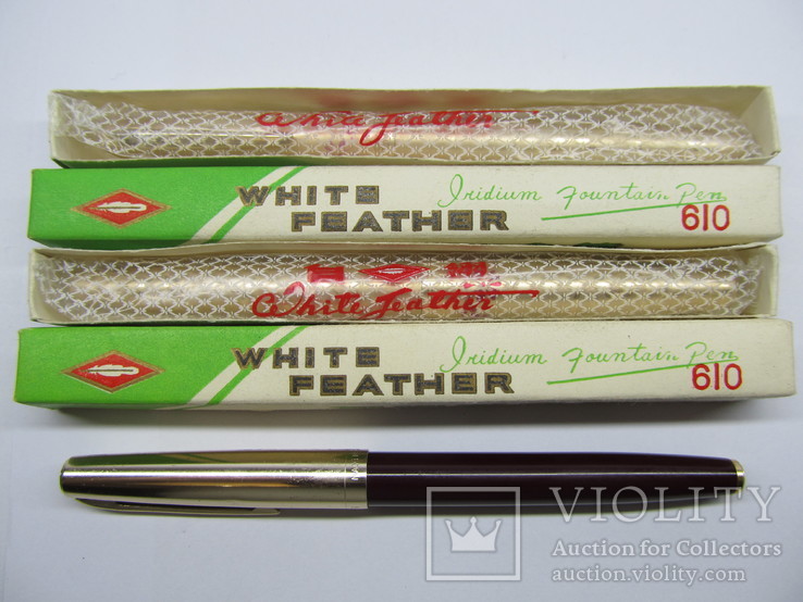 2 новые винтажные перьевые ручки White peather 610 + бонус