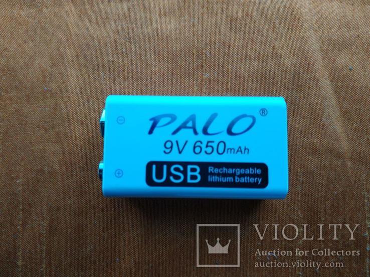 Аккумулятор 9в крона PALO 650мач литиевый Li Li-Ion 9v 6F22 заряжается через microUSB, фото №2