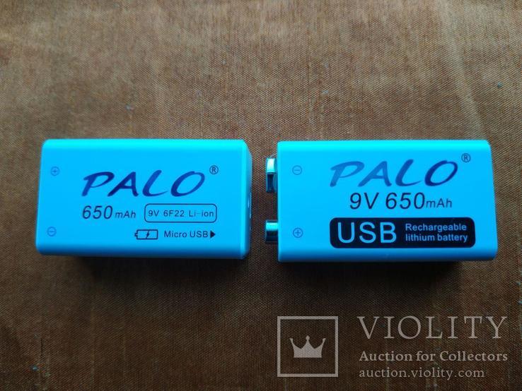 Аккумулятор 9в крона PALO 650мач литиевый Li Li-Ion 9v 6F22 заряжается через microUSB, фото №4